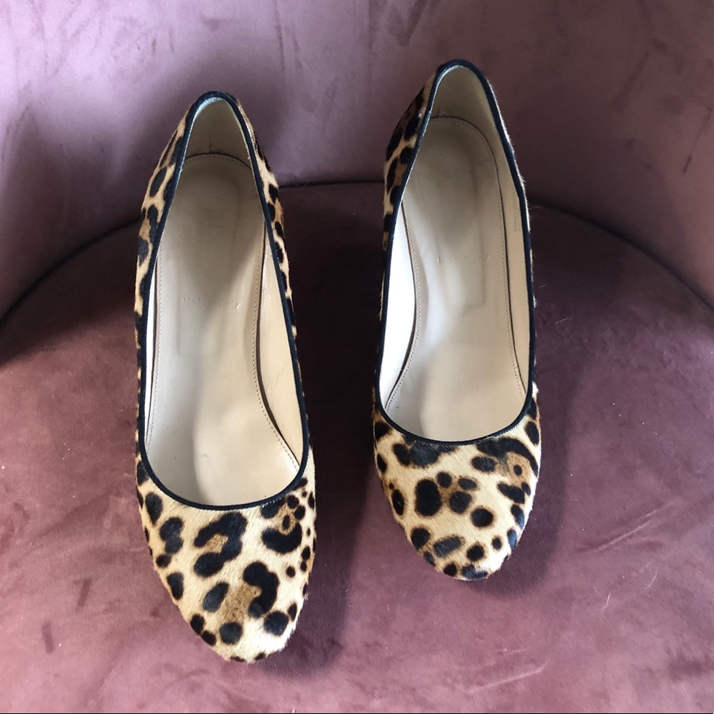 J crew leopard calf hair wedges